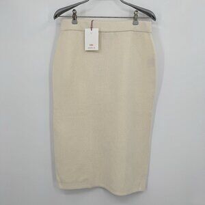 Kilte Collection 100% Washable Cashmere Ines Skirt size 2 M Midi Pencil Ivory